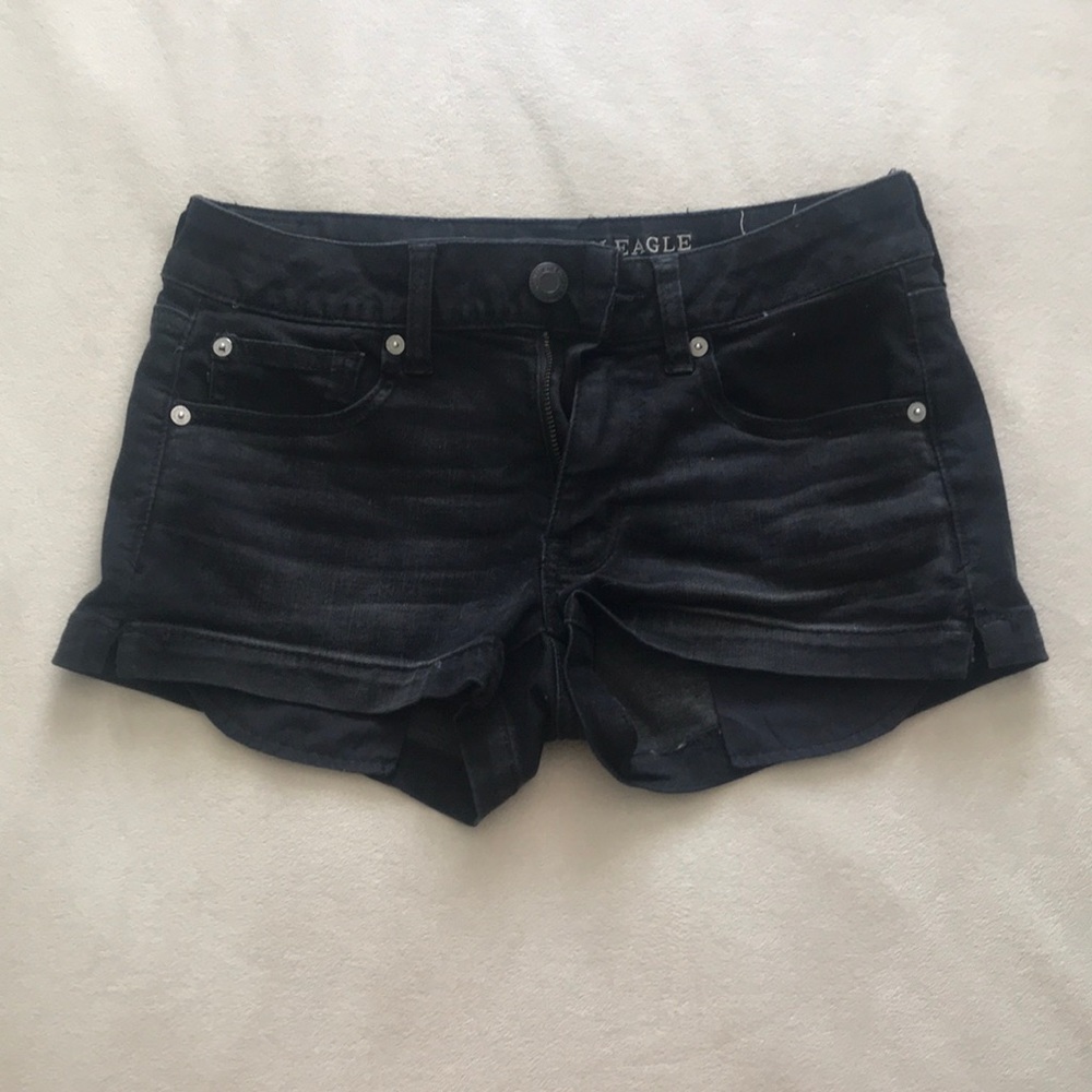 American Eagle black denim shorts